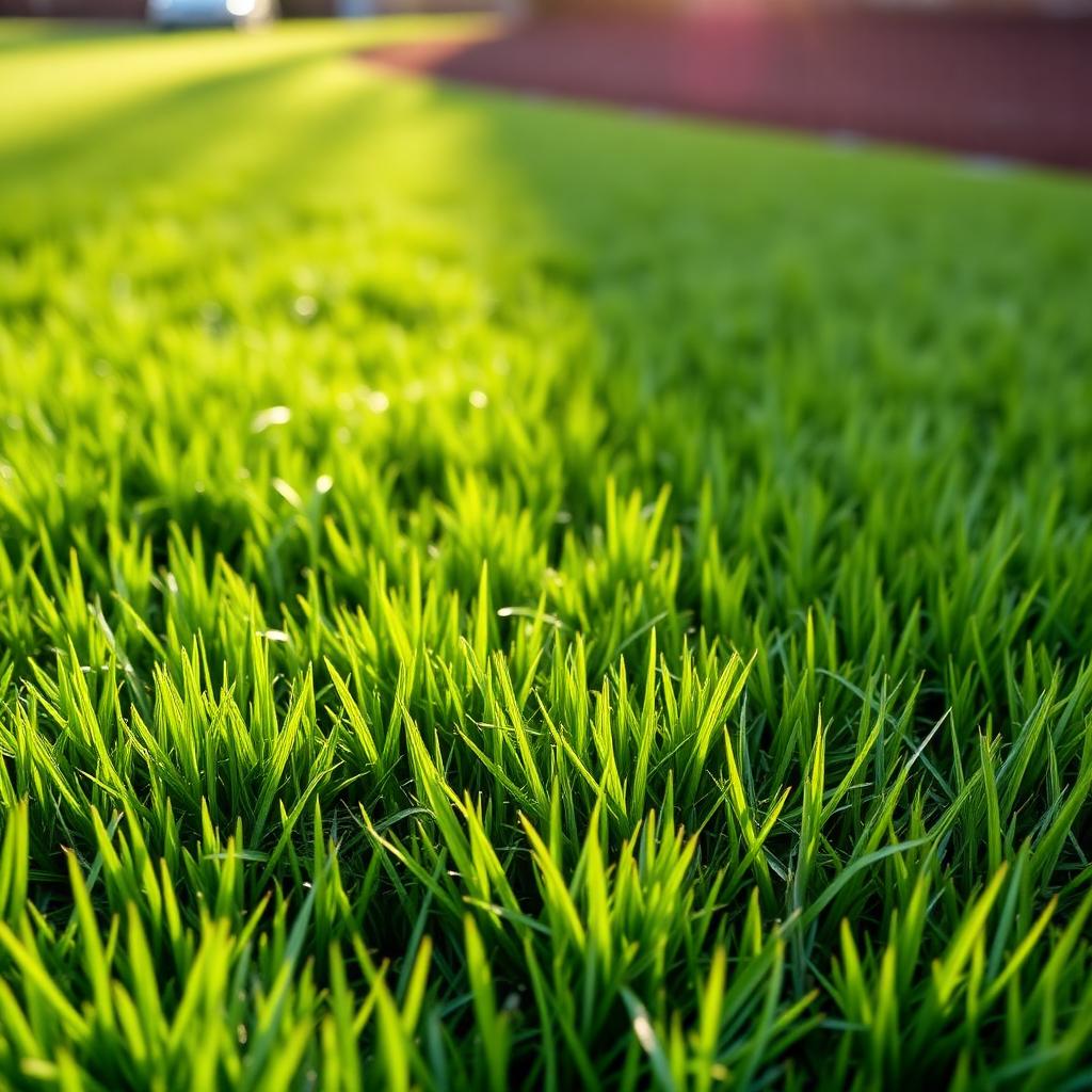 Freshly mown lush green lawn close-up